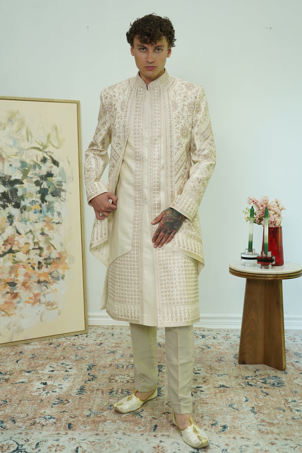 Layered Royal Embroidered Sherwani Set