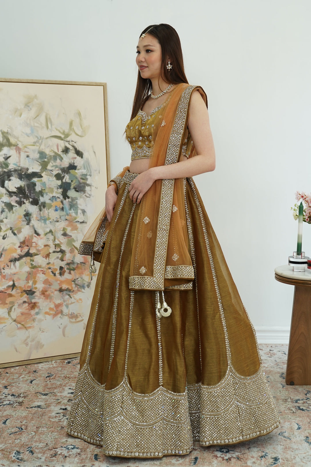 Golden Bronze Shimmer Lehenga Set