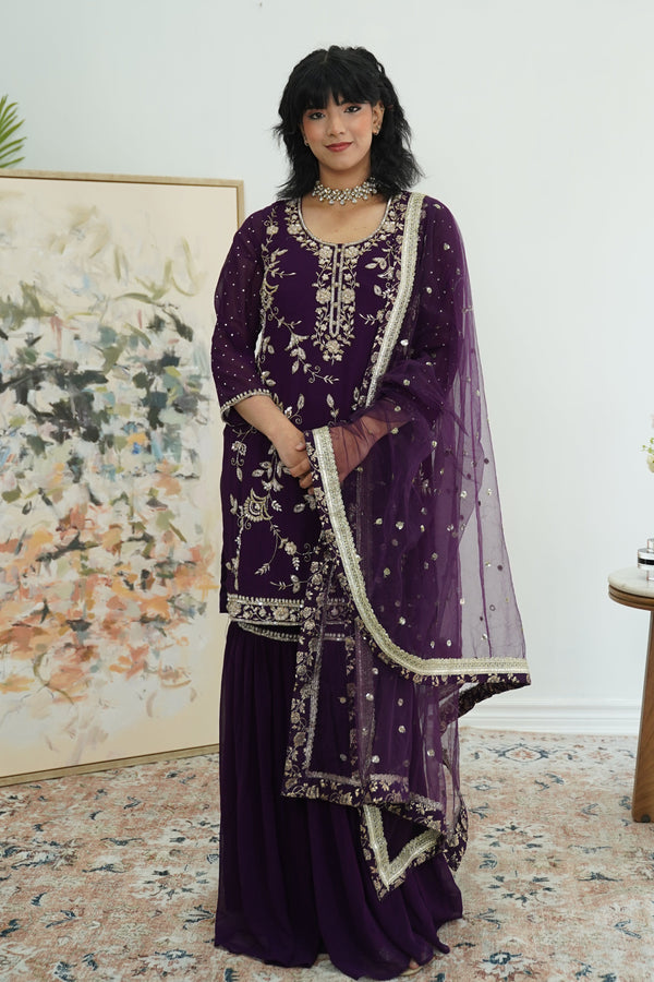 Purple zardosi work Salwar Kameez