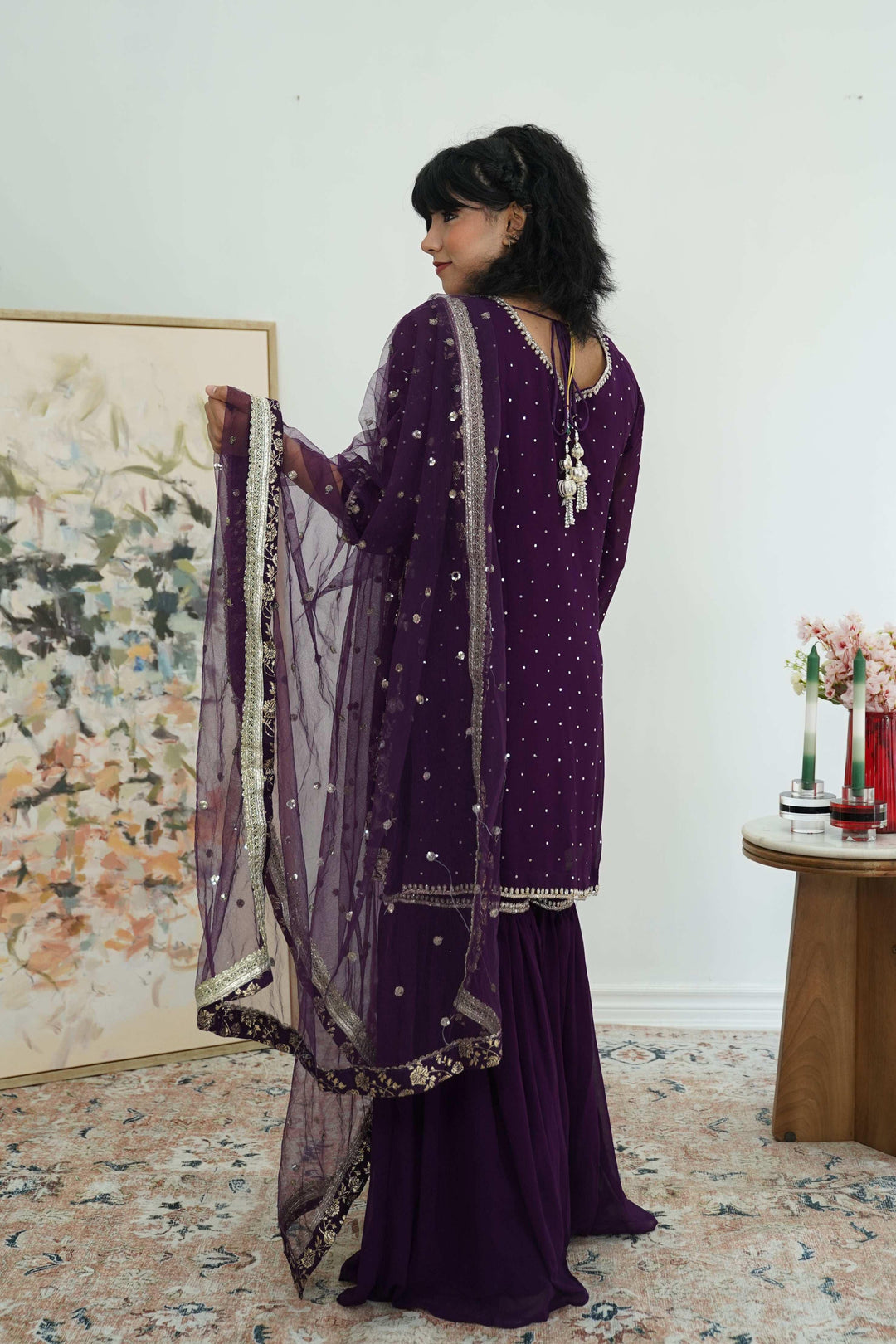 Purple zardosi work Salwar Kameez (Outside Ontario) - myethnicrentals