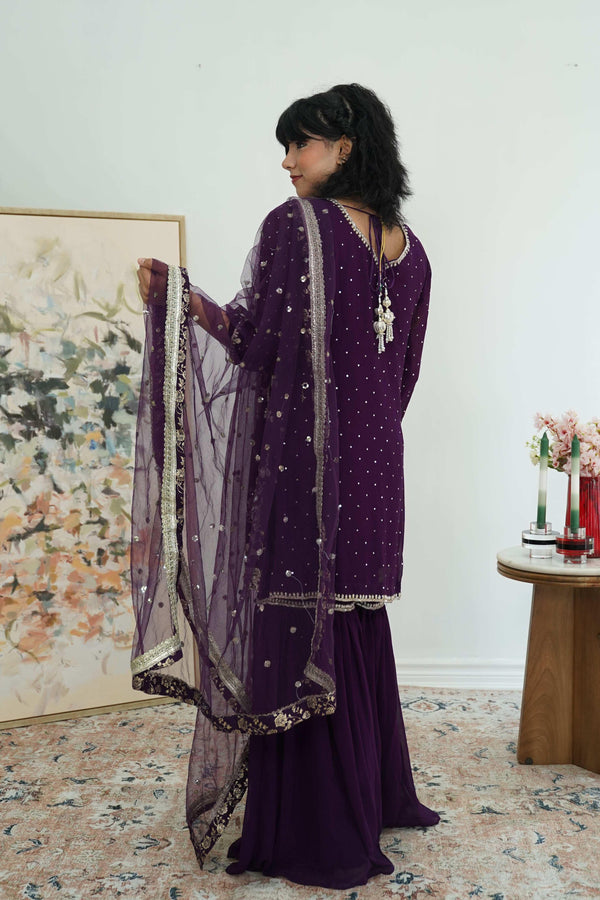 Purple zardosi work Salwar Kameez (Outside Ontario) - myethnicrentals