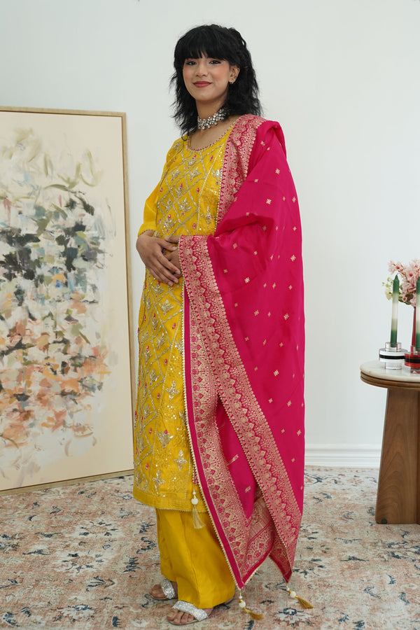 Sunlit Mustard Mirrorwork Salwar Kameez