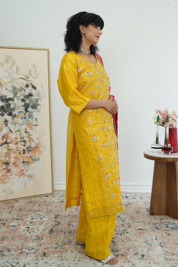 Sunlit Mustard Mirrorwork Salwar Kameez