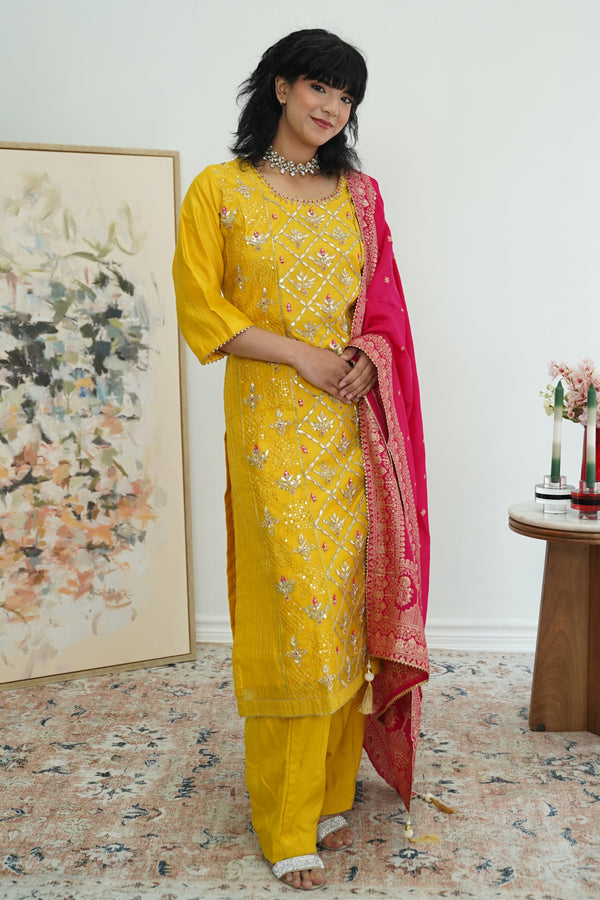 Sunlit Mustard Mirrorwork Salwar Kameez