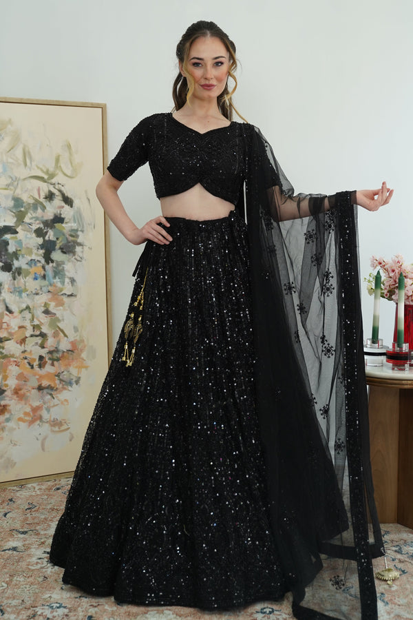 Midnight Mirage Sequin Lehenga