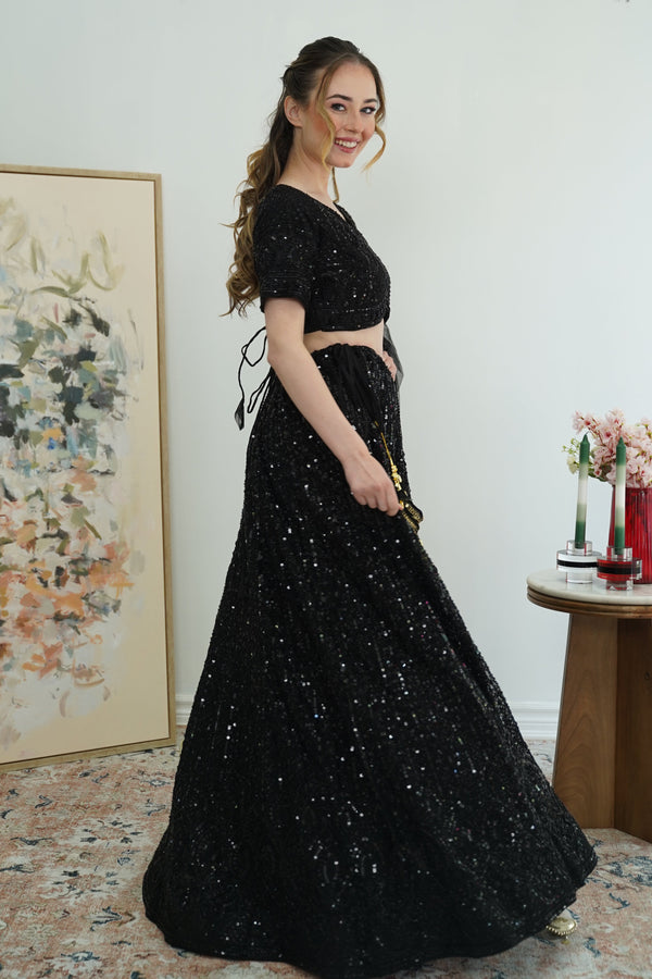 Midnight Mirage Sequin Lehenga
