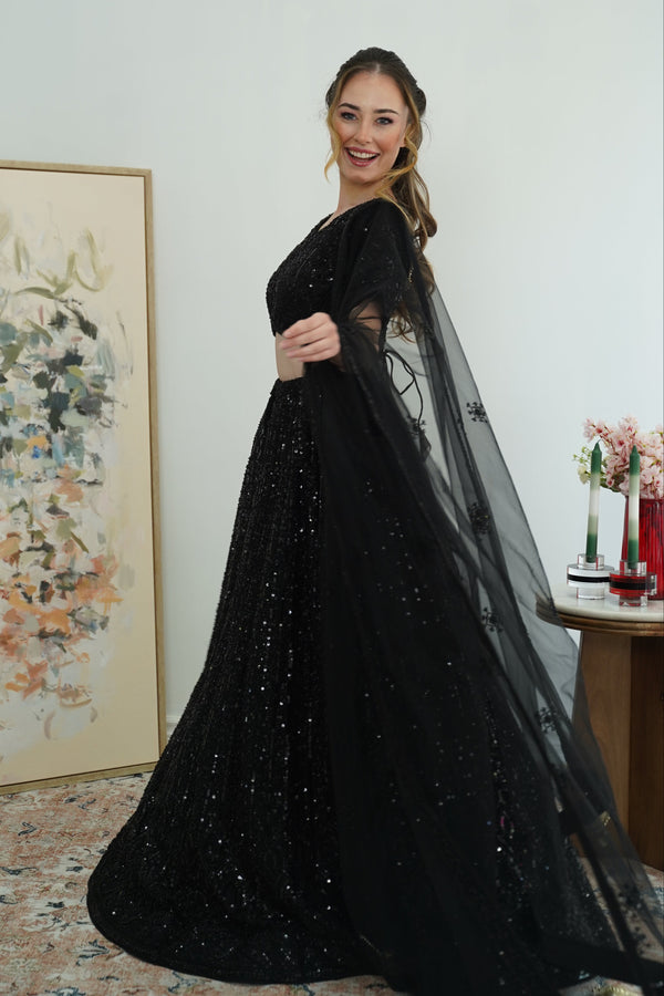 Midnight Mirage Sequin Lehenga