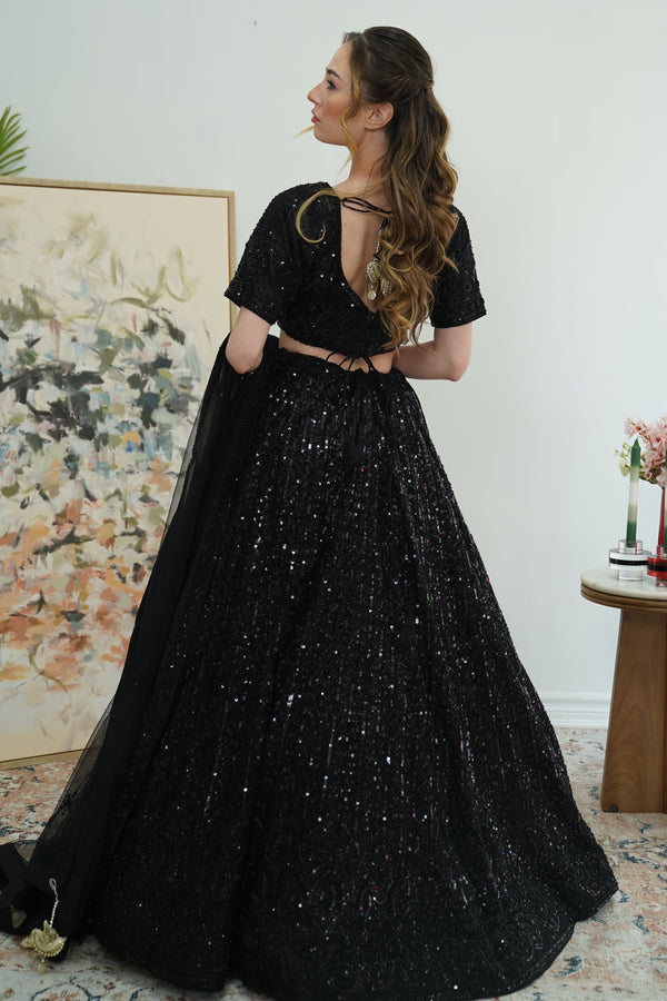 Midnight Mirage Sequin Lehenga