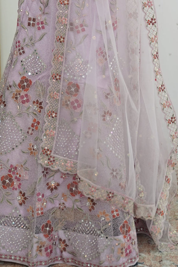 Lavender Mirrorwork Lehenga