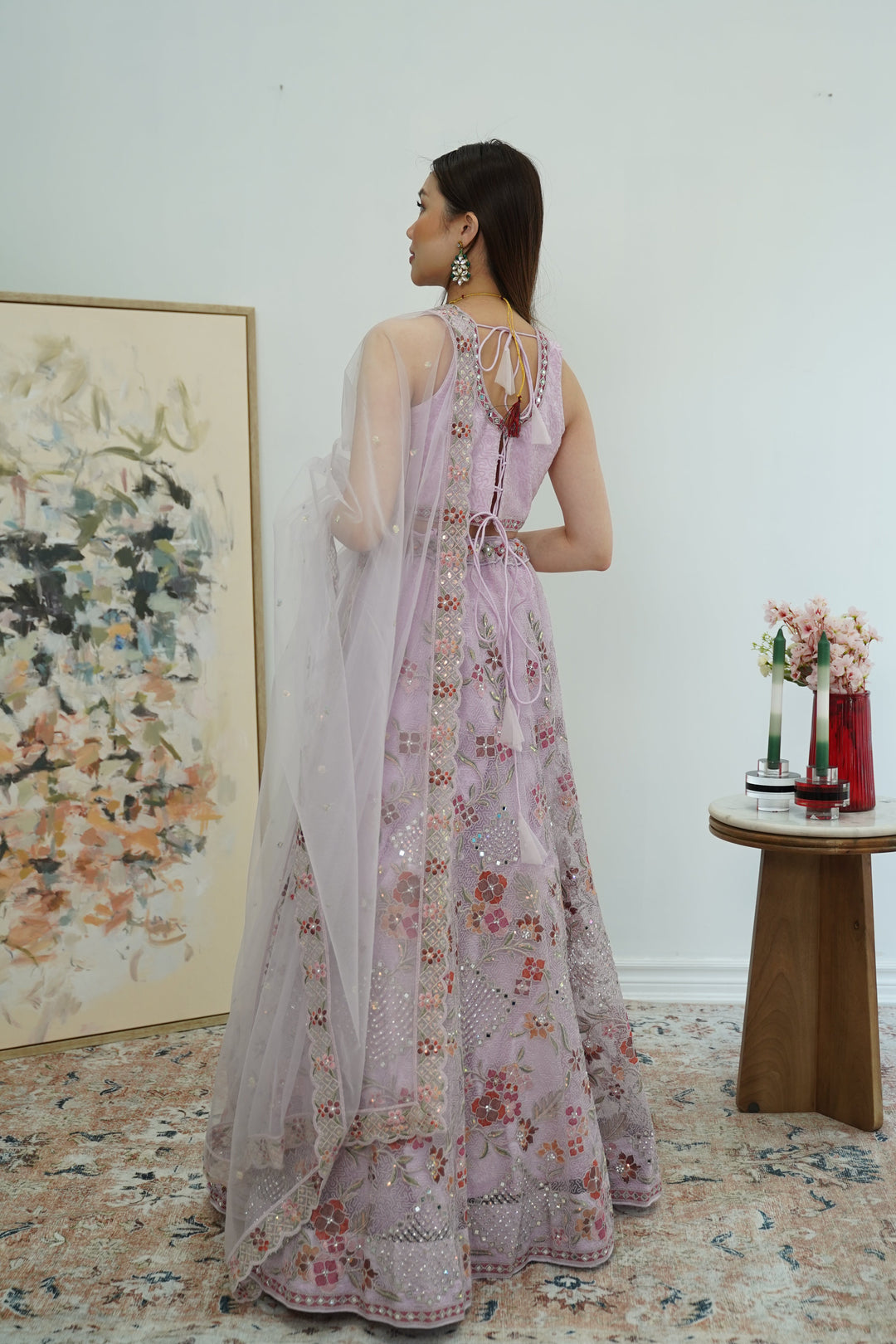 Lavender Mirrorwork Lehenga