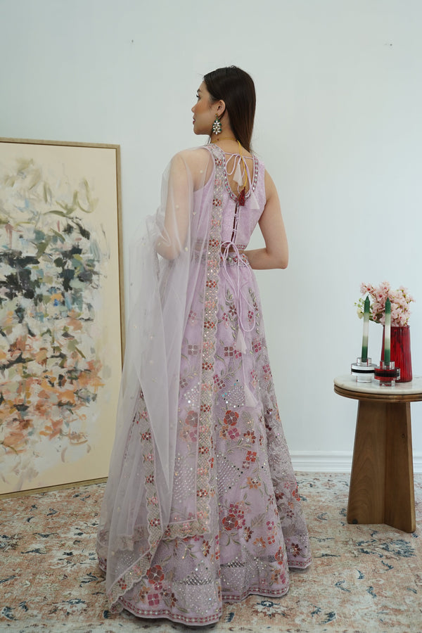 Lavender Mirrorwork Lehenga