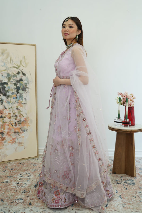 Lavender Mirrorwork Lehenga