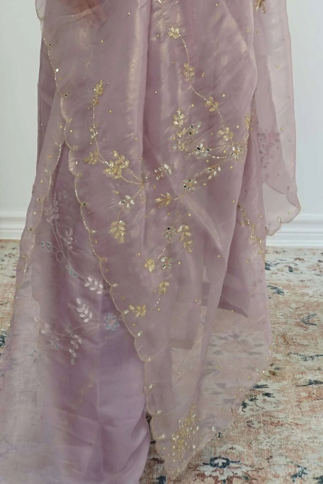 Dusty Rose Embroidered Organza Salwar Kameez (Outside Ontario) - myethnicrentals