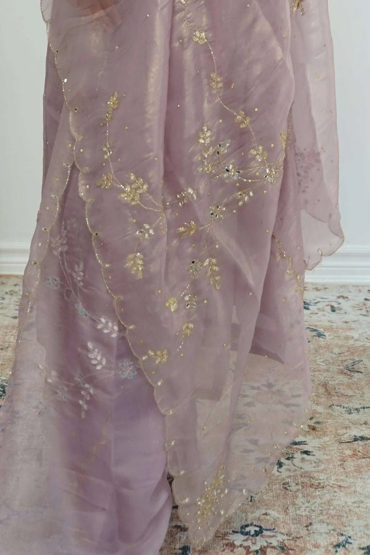 Dusty Rose Embroidered Organza Salwar Kameez (Outside Ontario) - myethnicrentals