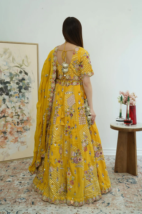 Sunlit Mirror-Work Lehenga Set (Outside Ontario) - myethnicrentals