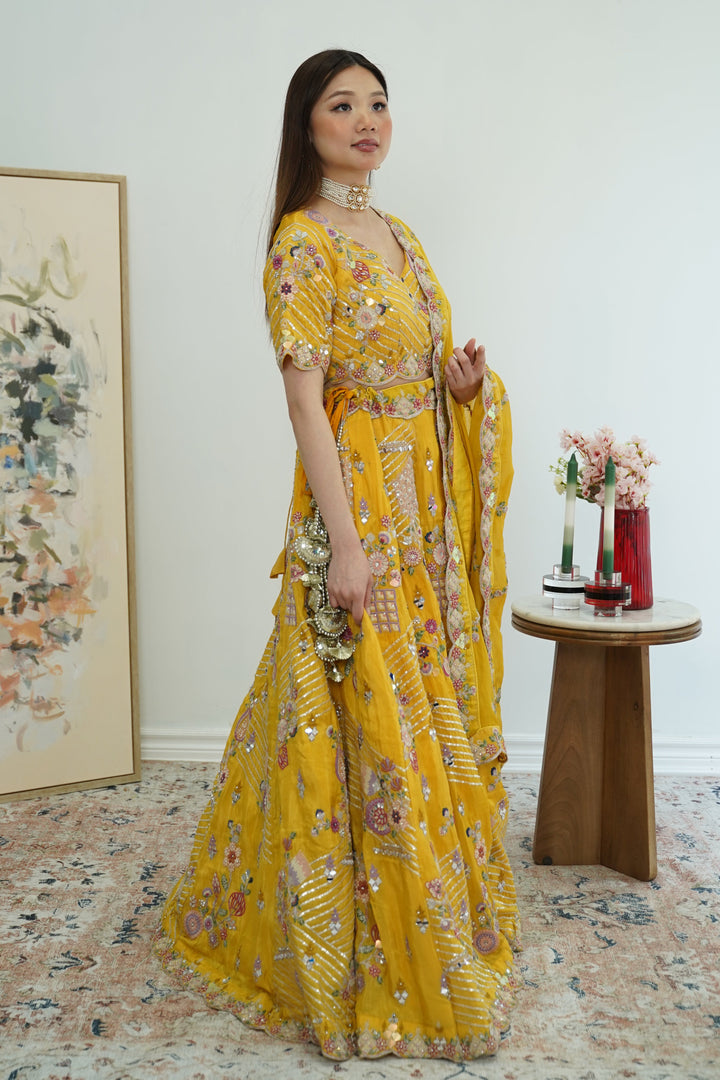 Sunlit Mirror-Work Lehenga Set