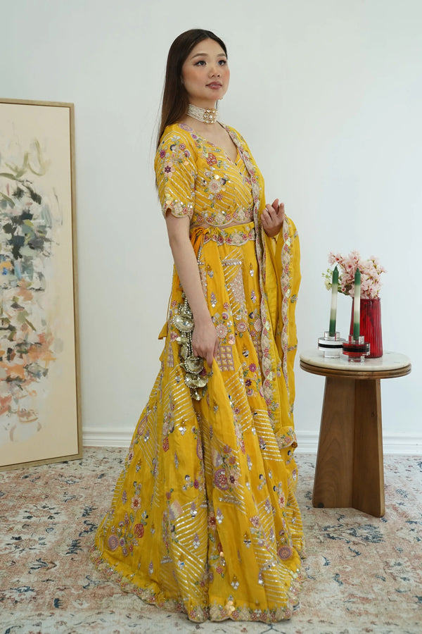 Sunlit Mirror-Work Lehenga Set (Outside Ontario) - myethnicrentals