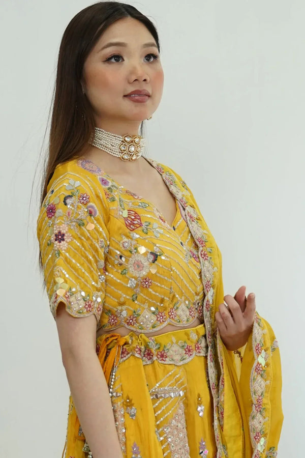 Sunlit Mirror-Work Lehenga Set (Outside Ontario) - myethnicrentals