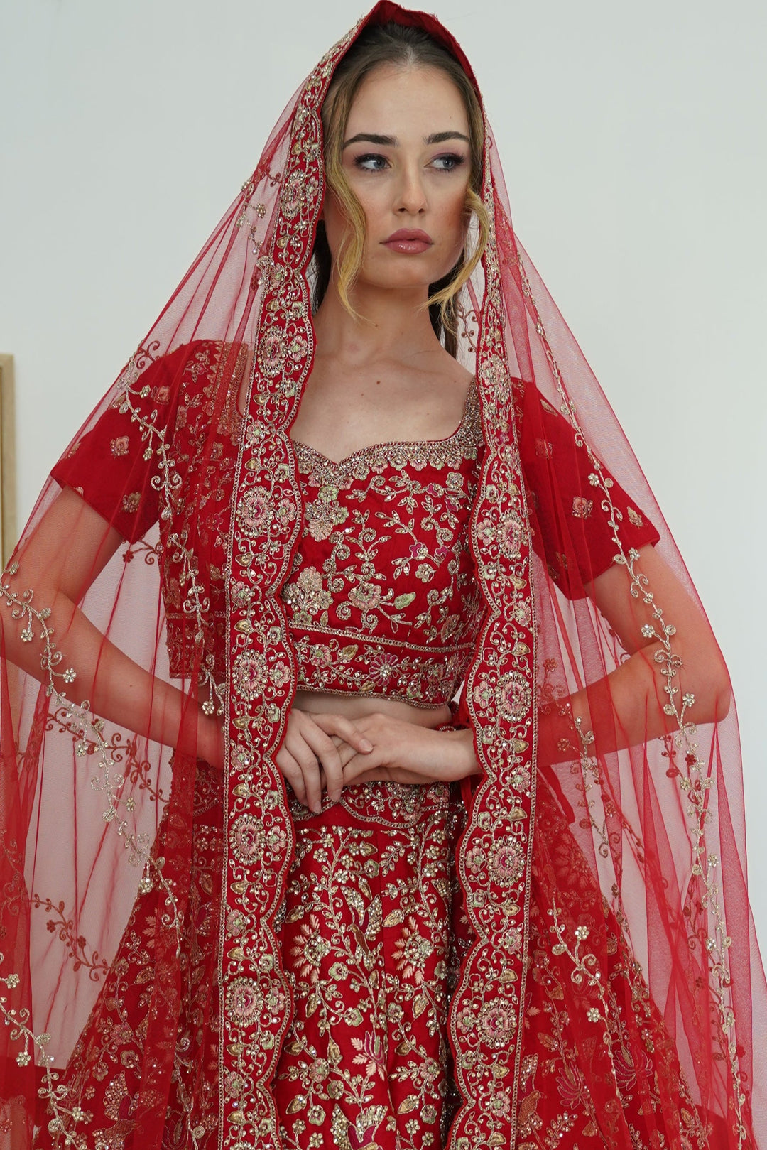 Regal Temple Motif Bridal Lehenga Set