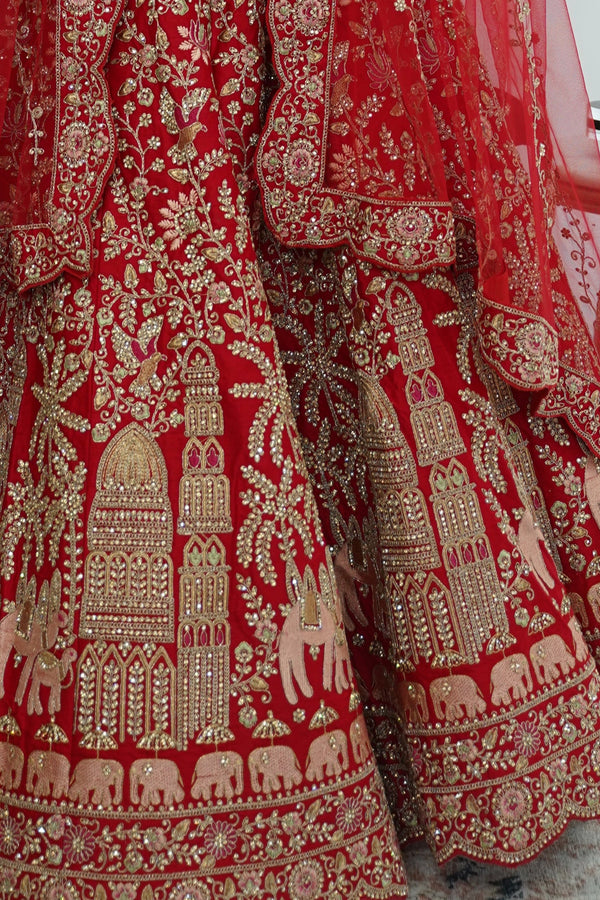 Regal Temple Motif Bridal Lehenga Set