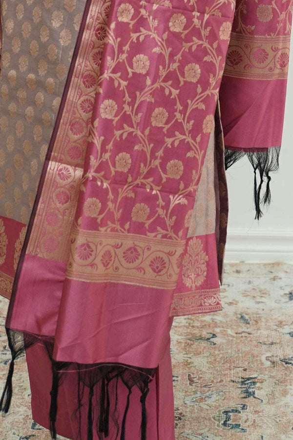Rosy Mauve Banarasi Salwar Kameez Set (Outside Ontario) - myethnicrentals