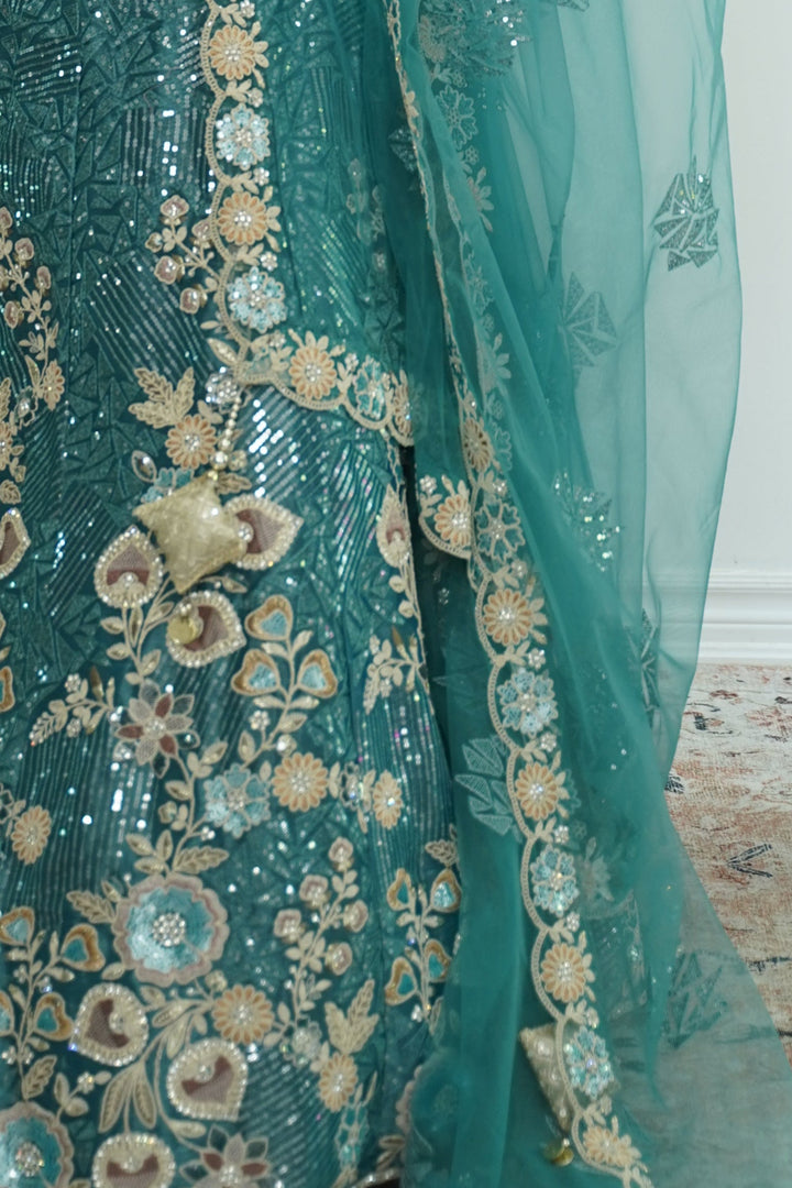 Celestial Blue Mirror Work Lehenga