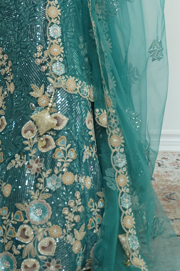 Celestial Blue Mirror Work Lehenga