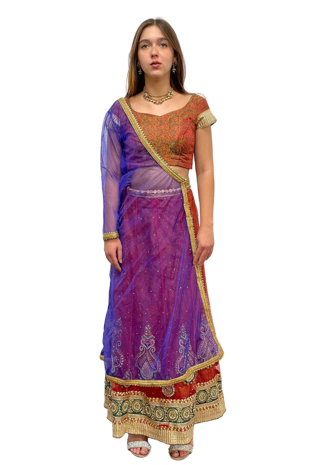 Maroon and Blue LEHENGA - myethnicrentals