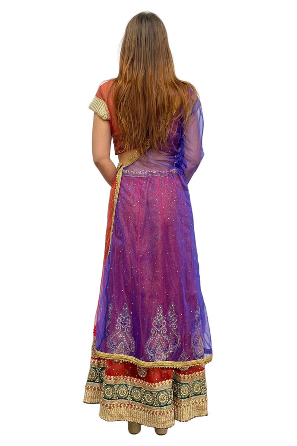 Maroon and Blue LEHENGA - myethnicrentals
