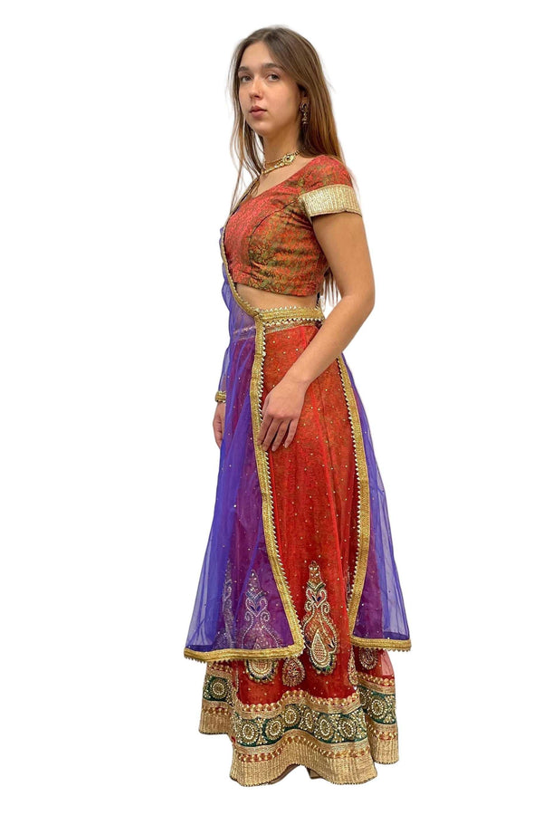 Maroon and Blue LEHENGA - myethnicrentals