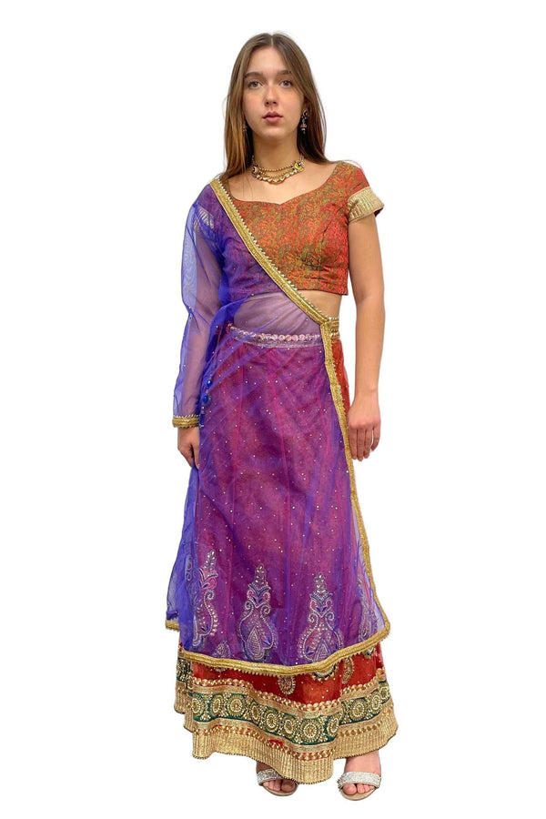 Maroon and Blue LEHENGA - myethnicrentals