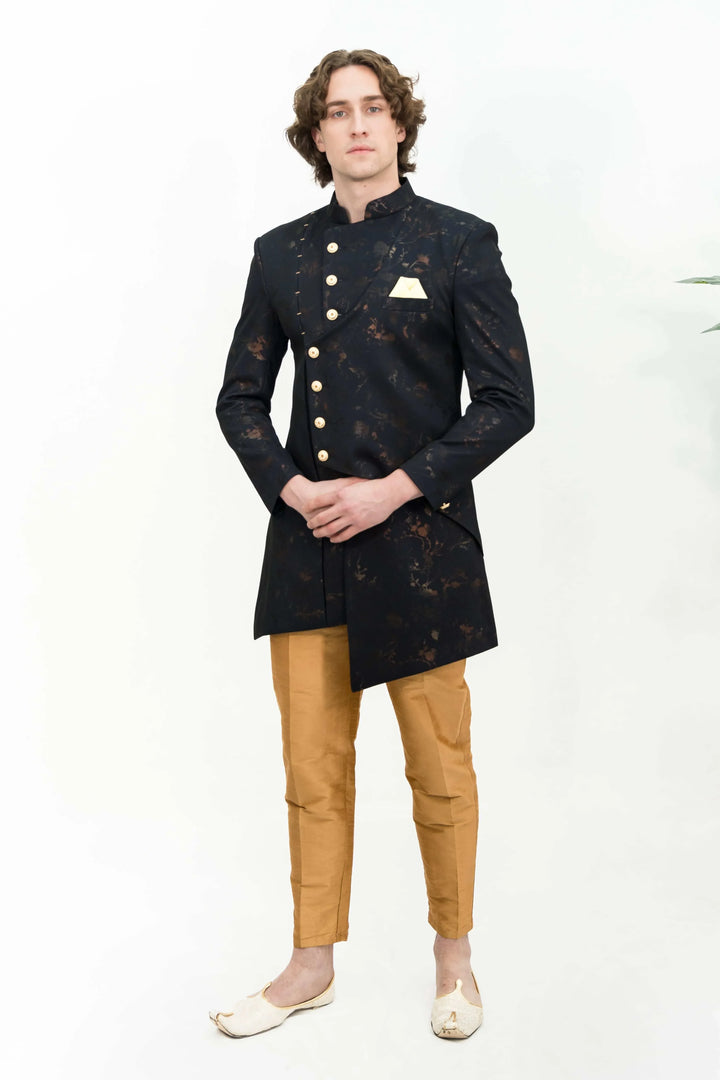 Black and Golden Indo-western Set (Outside Ontario) - myethnicrentals