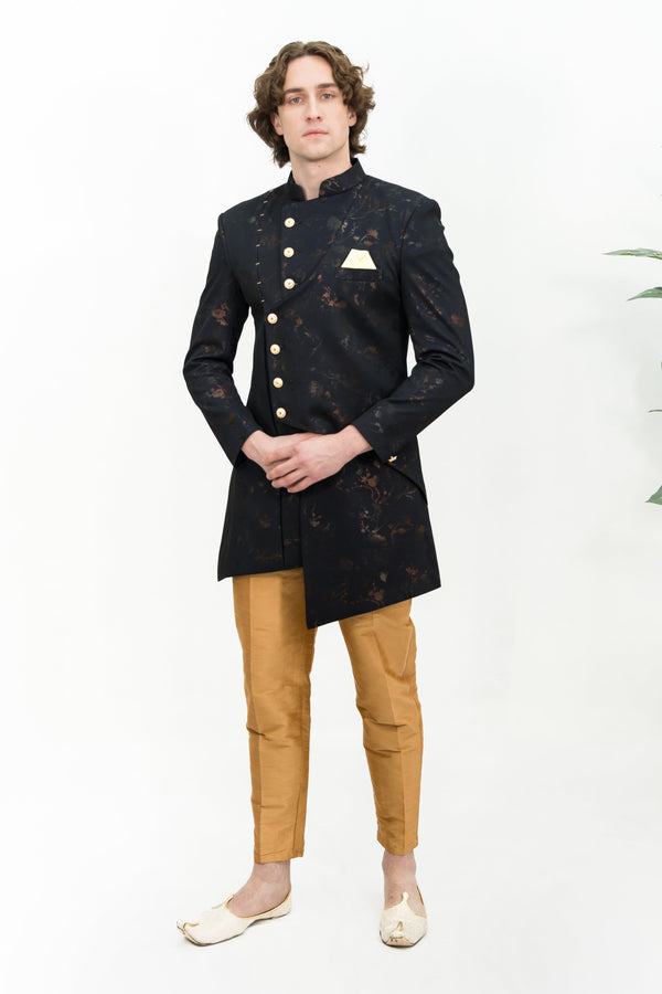 Black Sequinned Indo-Western Set (Size 36)