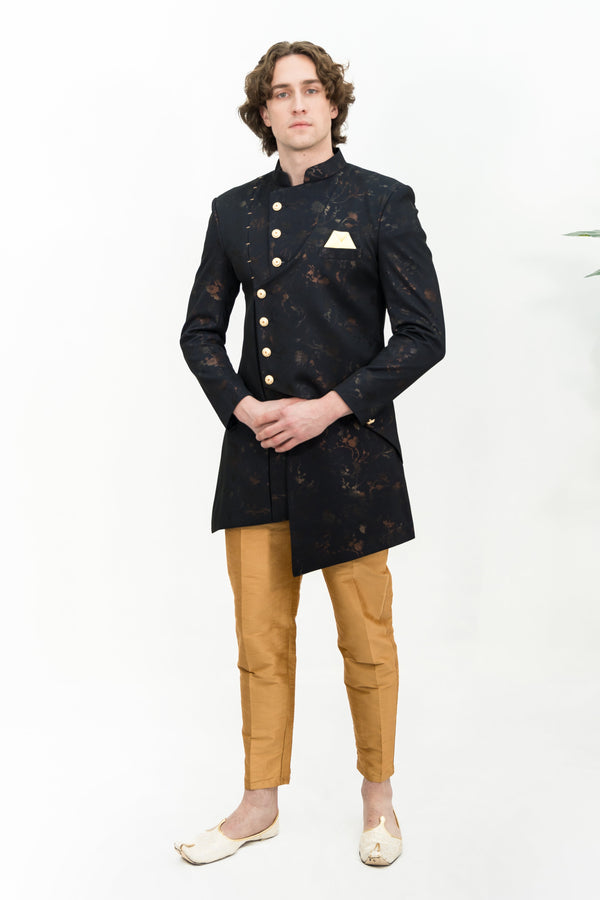 Black and Golden Indo-western Set