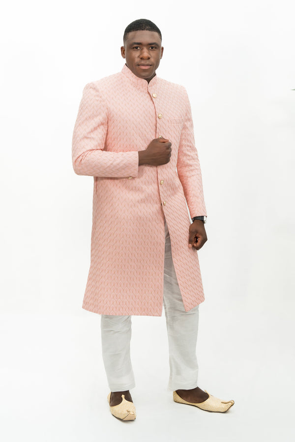 Pink Embroidery Sherwani