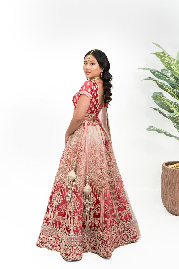 Berry Pink Floral Embroidered Lehenga