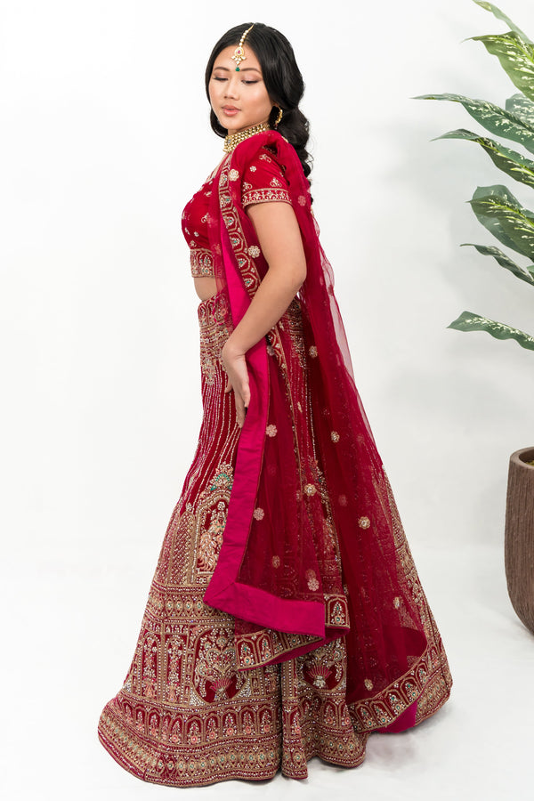 Magenta heavy embellished lehenga (Outside Ontario)