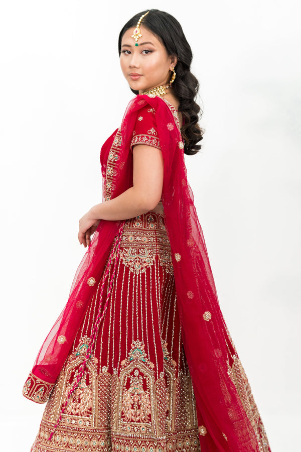Magenta heavy embellished lehenga (Outside Ontario)