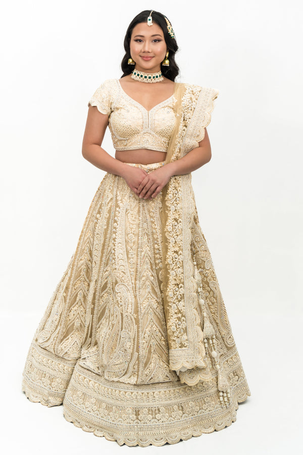 Ivory heavy embellished lehenga