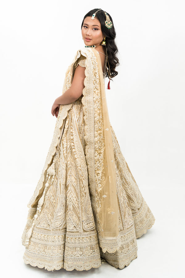 Ivory heavy embellished lehenga