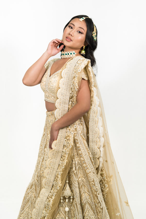 Ivory heavy embellished lehenga