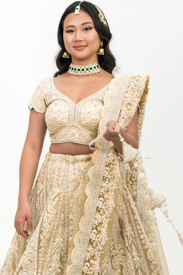 Ivory heavy embellished lehenga
