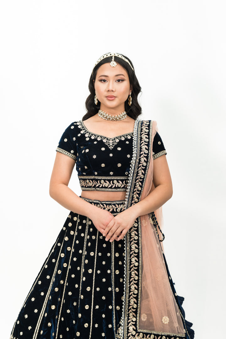 Deep blue WORK LEHENGA