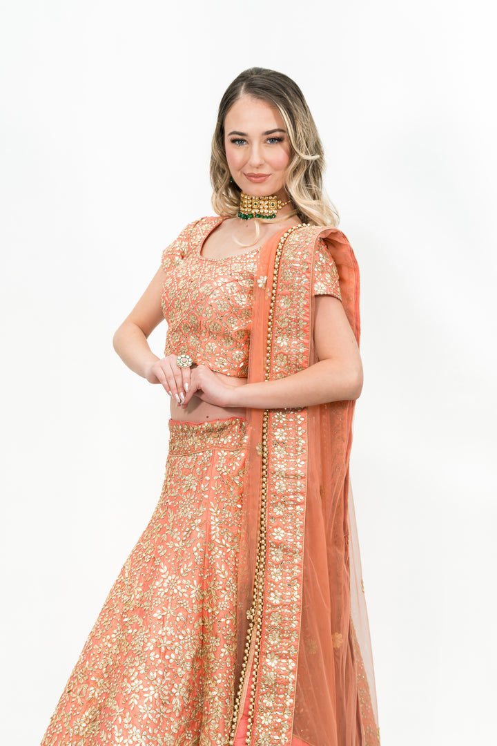 Peachy Pink Gota-Patti Lehenga