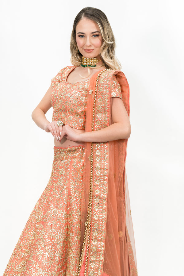 Peachy Pink Gota-Patti Lehenga