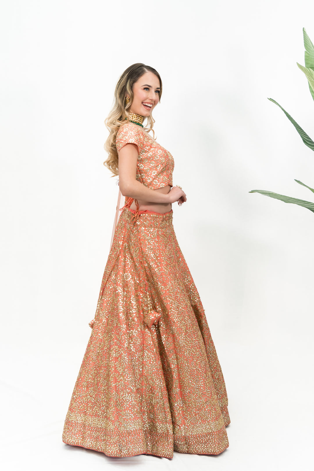 Peachy Pink Gota-Patti Lehenga