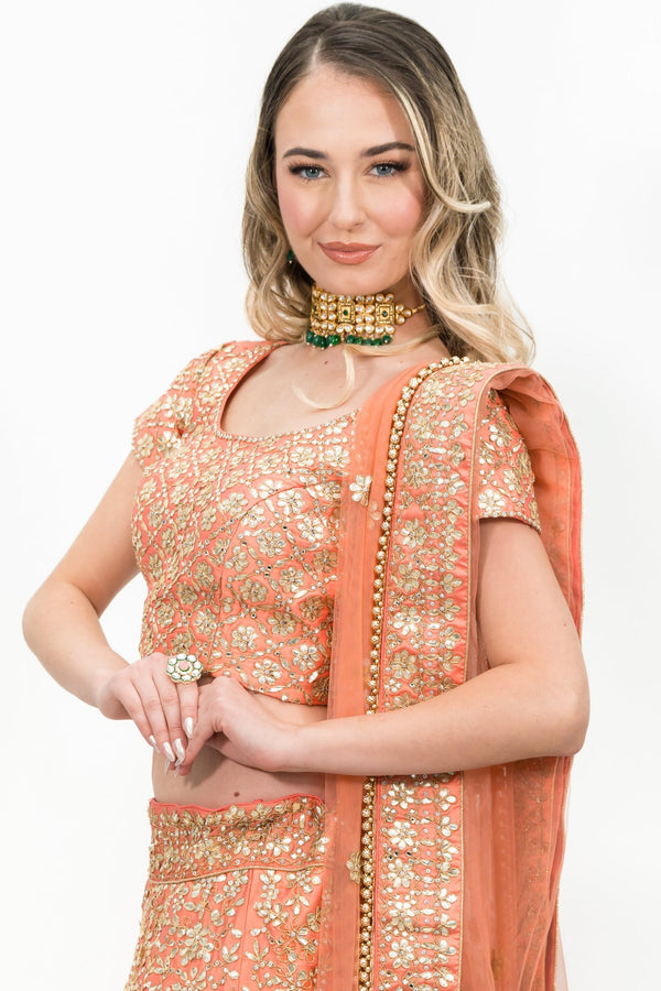 Peachy Pink Gota-Patti Lehenga