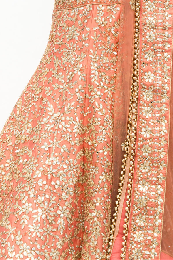 Peachy Pink Gota-Patti Lehenga