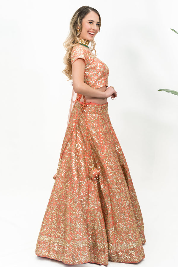Peachy Pink Gota-Patti Lehenga
