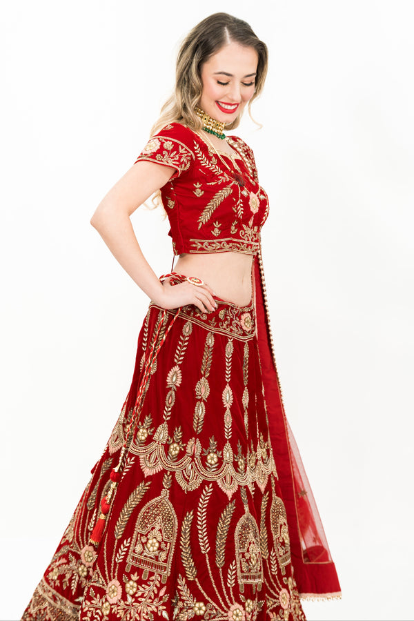 Maroon heavy embellished lehenga (Outside Ontario)